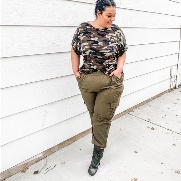 plus size olive green pants